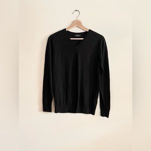 Gabbiacci Milano Men V Neck 100% Italian Wool Sweater Dark Gray Size L